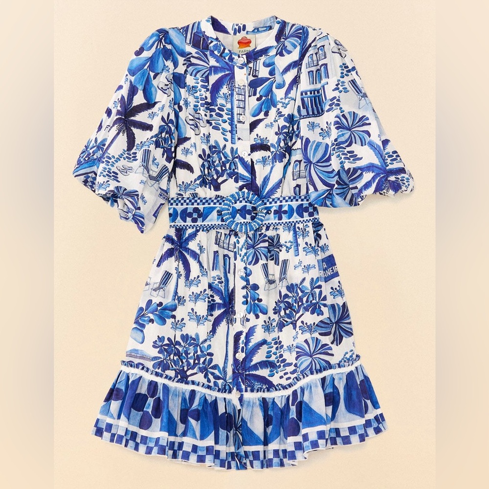 Blue and White Patterned Dress